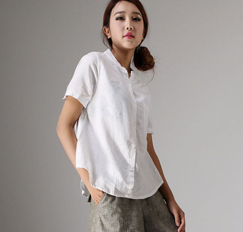 short sleeve linen button down