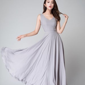 Chiffon dress, Gray dress, Summer dress for women, Sleeveless dress, Maxi dress, fit and flare dress, Bridesmaid dress, Prom dress 1525 image 3