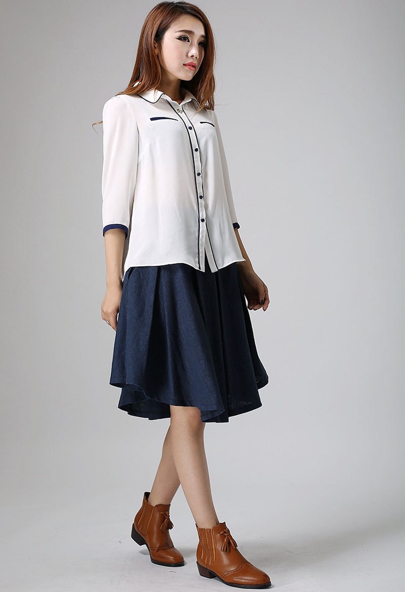 Belted Midi Skirt With Pockets Linen Skirt Short Skirt | Etsy