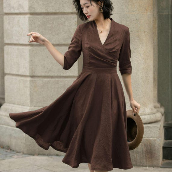 brown midi dress summer Summer Slip Wrap Dress main image 0