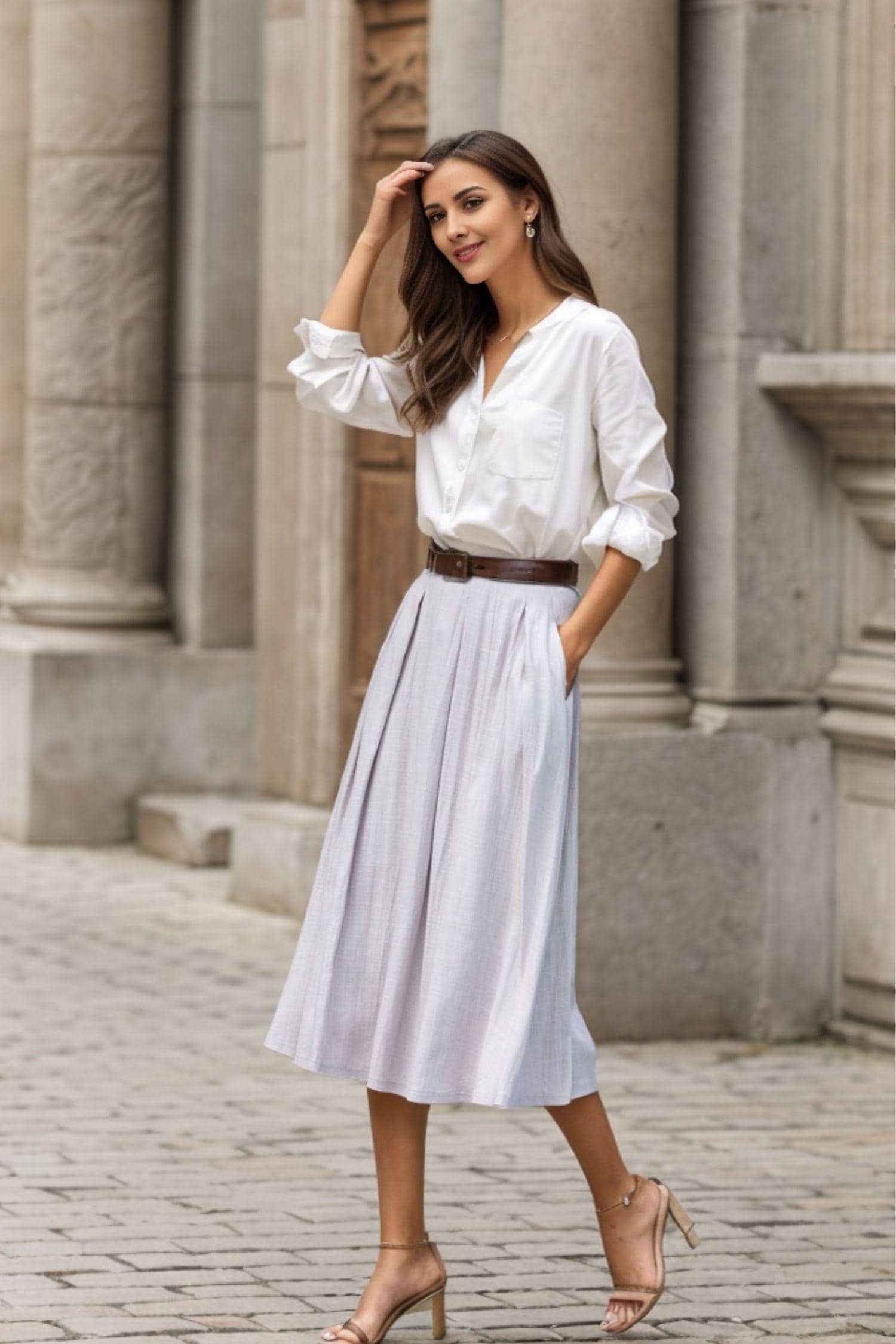 wissy pleats layered midi skirt（gray） prod-2023-winter-xs-gray-in-
