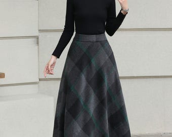 Jupe Crayon Carlisle 100% Laine à Carreaux - Taille 12, Bleu Marine/vert/noir, Très Bon état