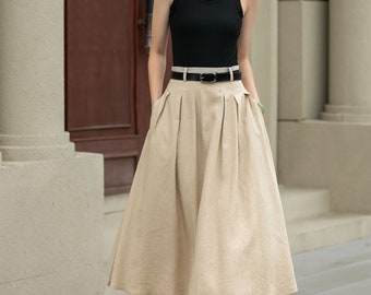 Linen Skirt, A Line Linen Skirt, Midi Linen Skirt, Womens