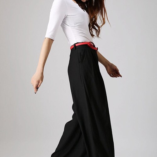 Women's Linen Palazzo Pants Long Linen Pants Wide Leg - Etsy