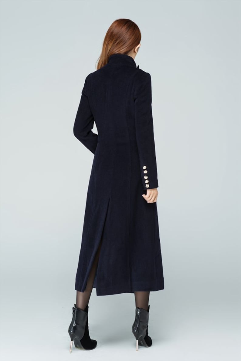 Navy wool coat maxi coat military coat classic coat double Etsy