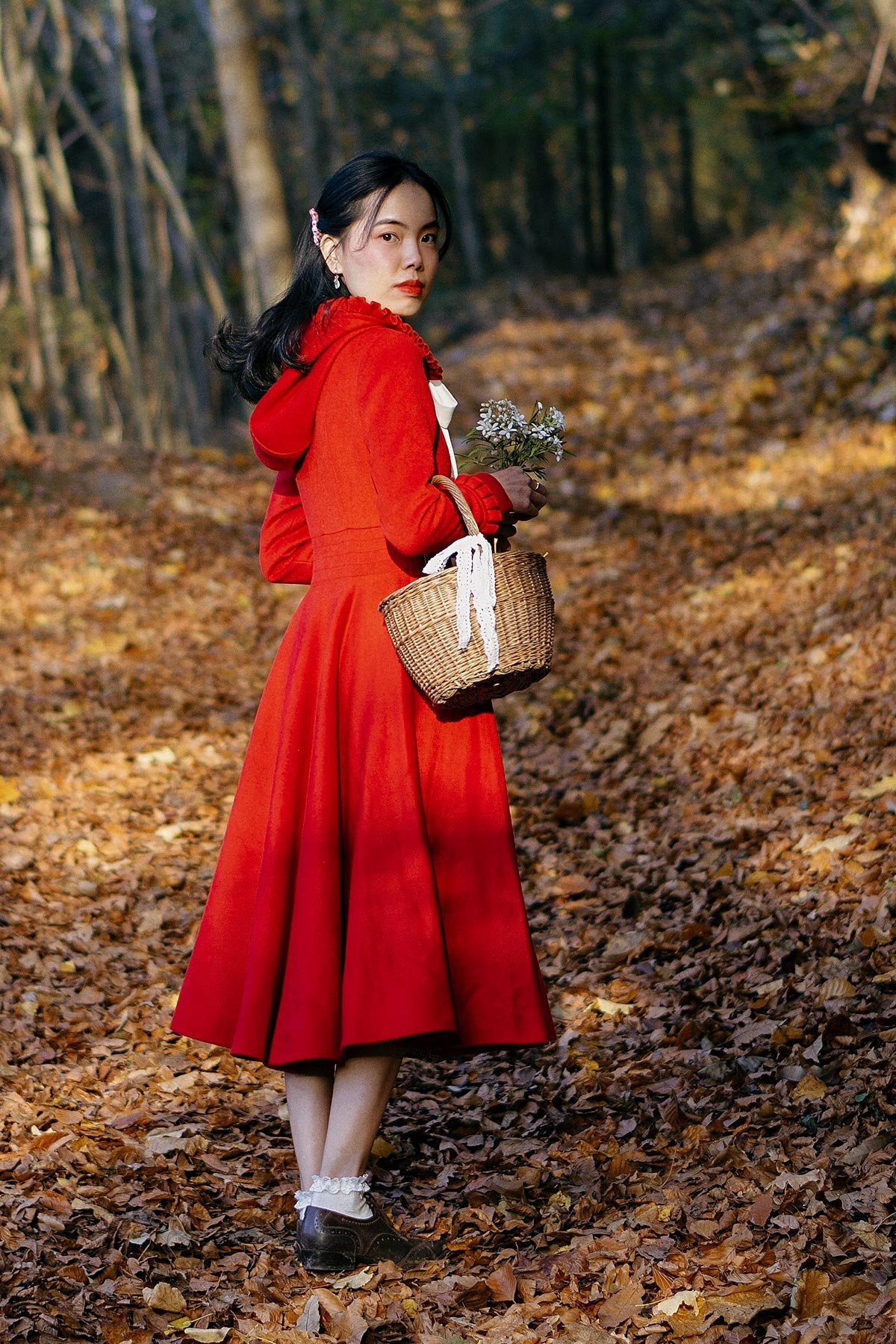A Little Red Riding Hood Wool Coat, Long Wool Coat, Vintage  display picture 1