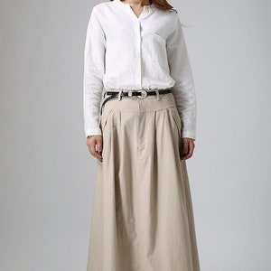 A Line Maxi skirt, Linen skirt, Long Linen skirt, gray skirt, ladies skirts, pocket skirts, Summer spring outfit, custom skirt 1039 Beige-0903