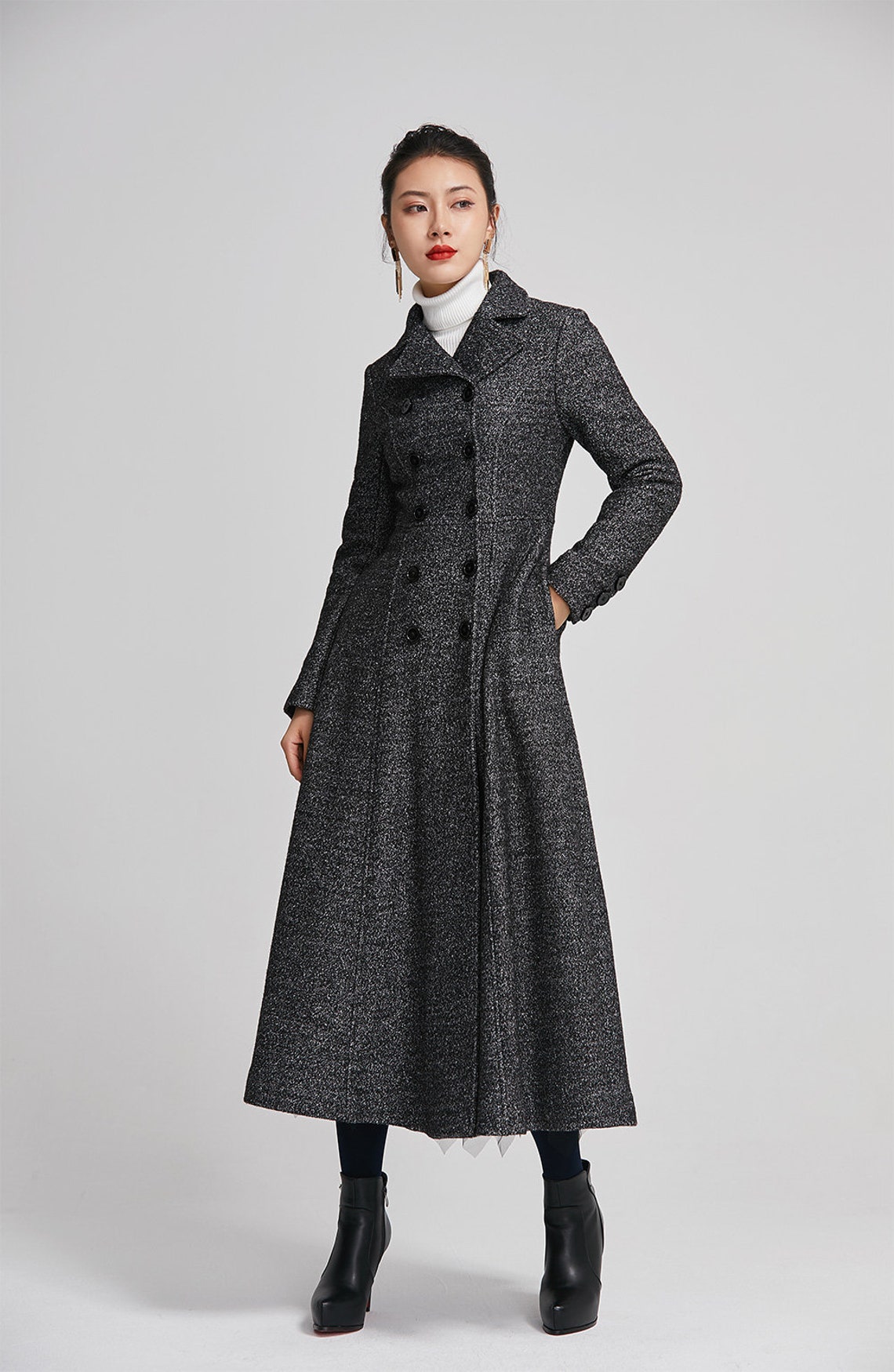 Wool Coat Women Long Wool Coat Black Coat Women Winter Coat - Etsy
