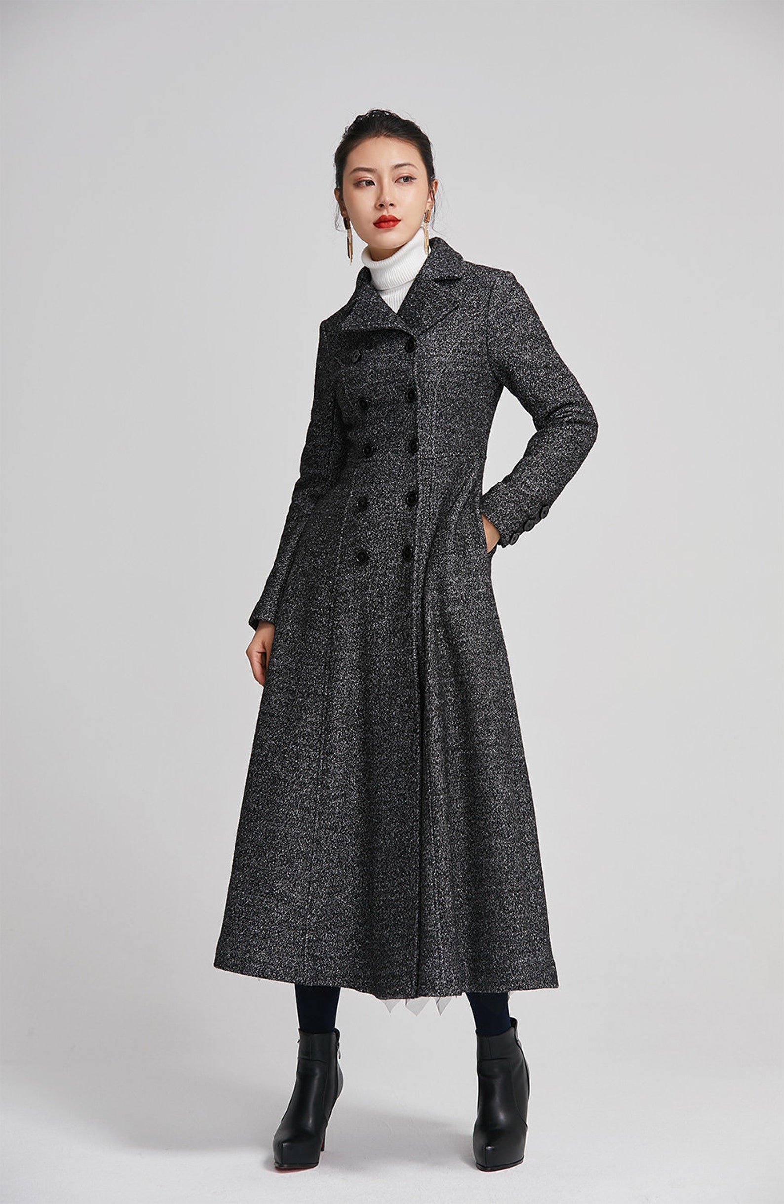 Wool Coat Women Long Wool Coat Black Coat Women Winter Coat Etsy
