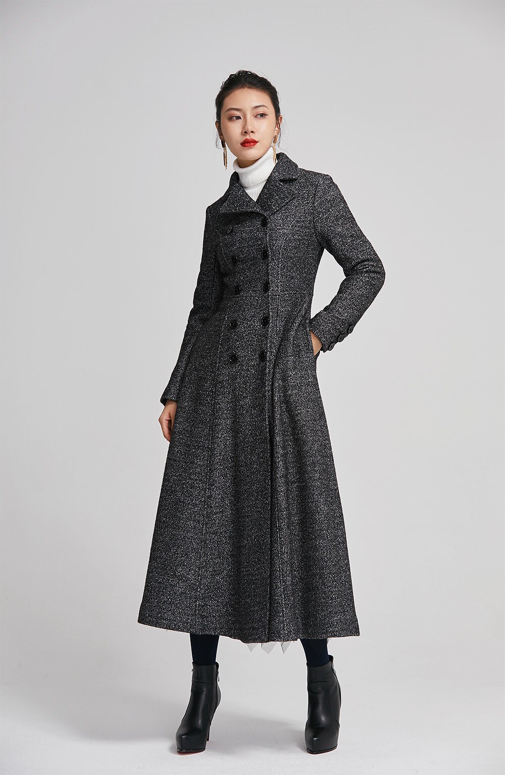Wool Coat Women Long Wool Coat Black Coat Women Winter Coat Etsy Canada