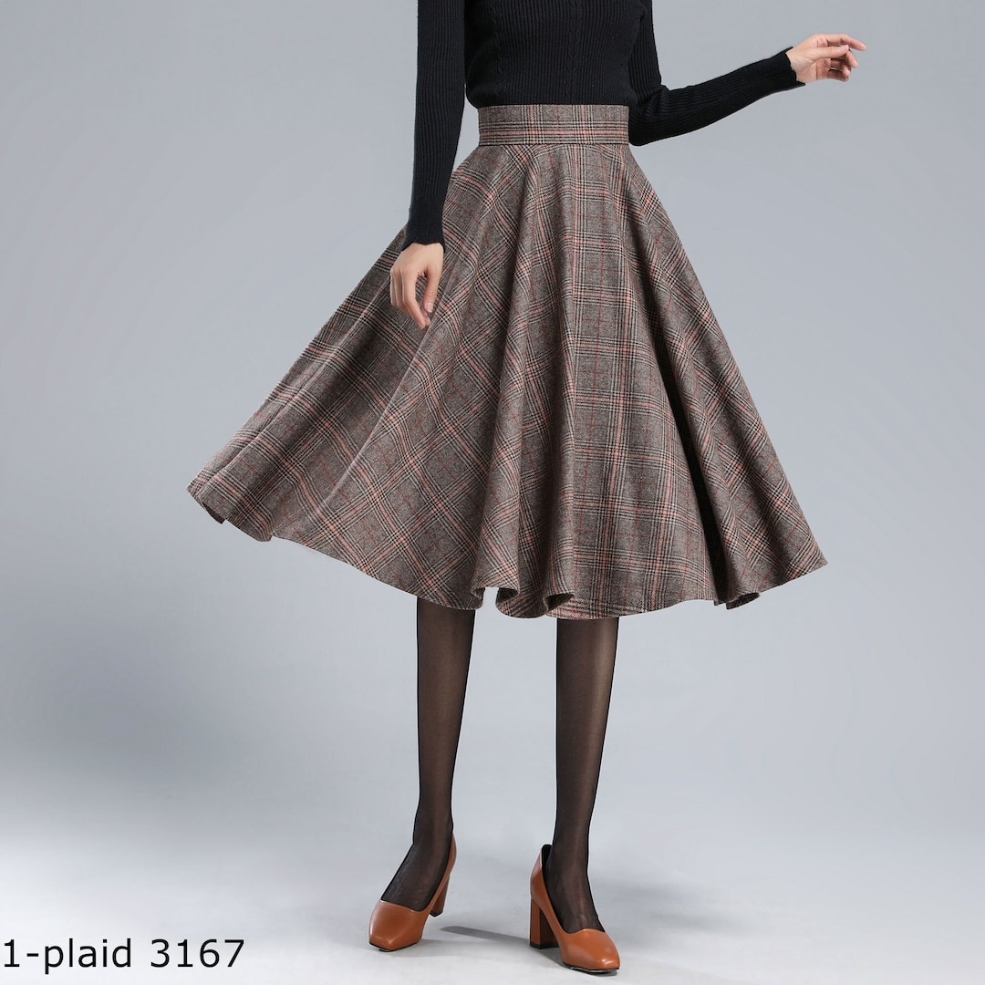 スカート Cotton Twill-Paneled Checked Wool Skirt Sacai Cotton Twill-Paneled Checked Wool Skirt - Runway Catalog
