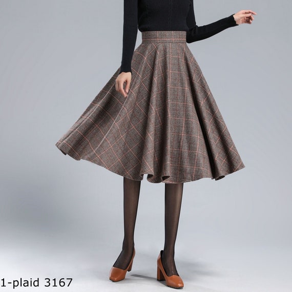 High Waist Plaid Wool Skirt Women 3245 High Waist Plaid Wool Skirt Women 3245