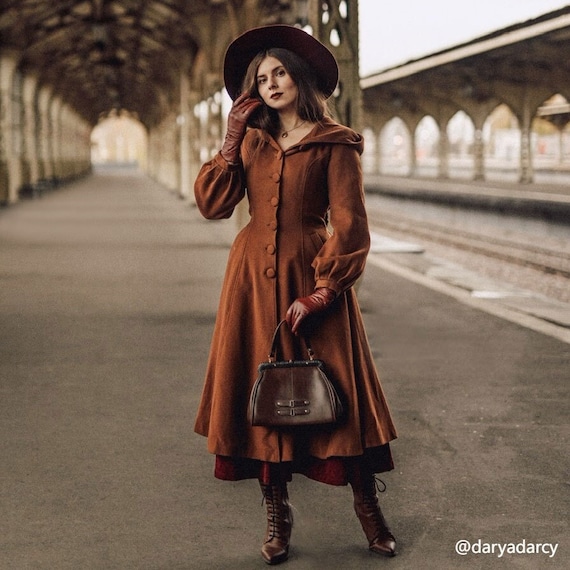 Dark Brown Long Hooded Wool Coat Women 3255 Dark Brown Long Hooded Wool Coat Women 3255