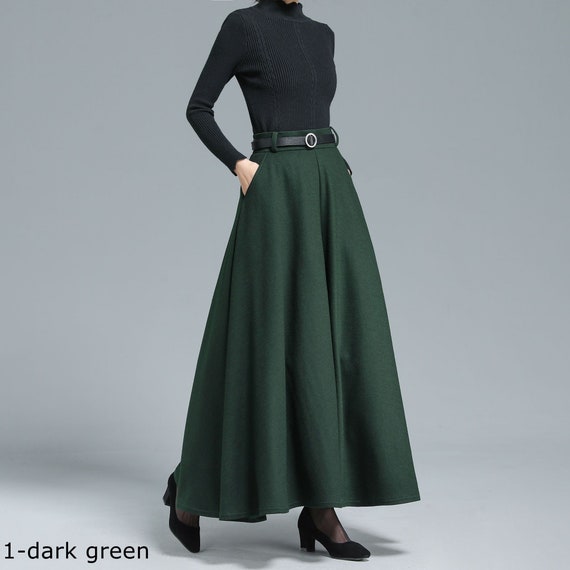 Green Maxi Wool Skirt Women, Long Swing Skirt, High Waist Full Skirt, Solid Flared Skirt, Minimalist Skirt, Winter Plus Size Skirt K3139 - Etsy Green Maxi Wool Skirt Women, Long Swing Skirt, High Waist Full Skirt, Solid Flared Skirt, Minimalist Skirt, Winter Plus Size Skirt K3139 - Etsy