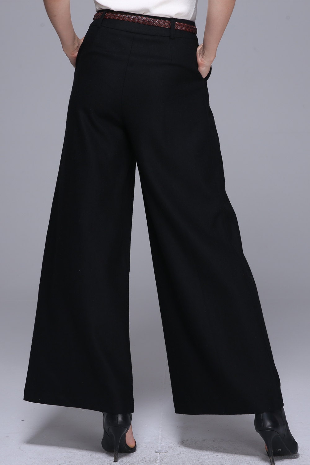 Black wool pants wool pants womens pants maxi pants wild Etsy