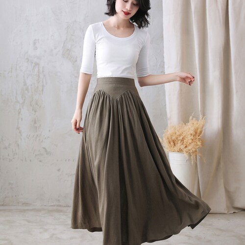 Vintage Linen Long Skirt - Etsy