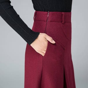 Midi wool skirt, Red midi skirt, office skirt, High waist skirt, Long wool skirt, A Line skirt, romantic skirt, ladies skirts, Xiaolizi 1834 image 7