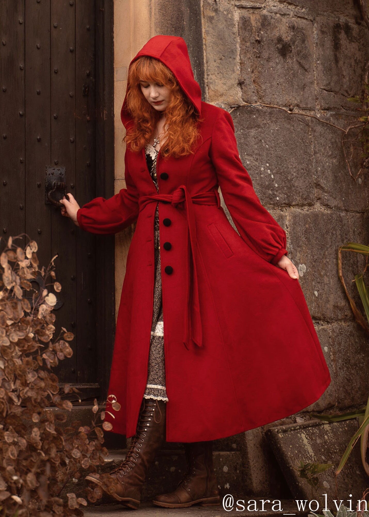 未使用品　rehellinen　linen wool long jacket Quilted Linen Jacket, Long Padded Coat With Pockets, Warm