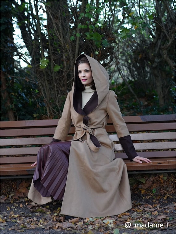 Camel Wool Trench Coat with Hood 4725 Camel Wool Trench Coat with Hood 4725