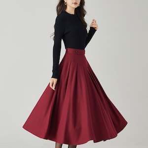 Wool skirt, Midi wool skirt, Swing wool skirt, Burgundy wool skirt, Womens wool skirt, Autumn and winter skirt, Custom skirt, Xiaolizi 4528 image 7