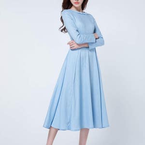 Light Blue Dress Midi Dress Pleated Dress Spring Dress - Etsy