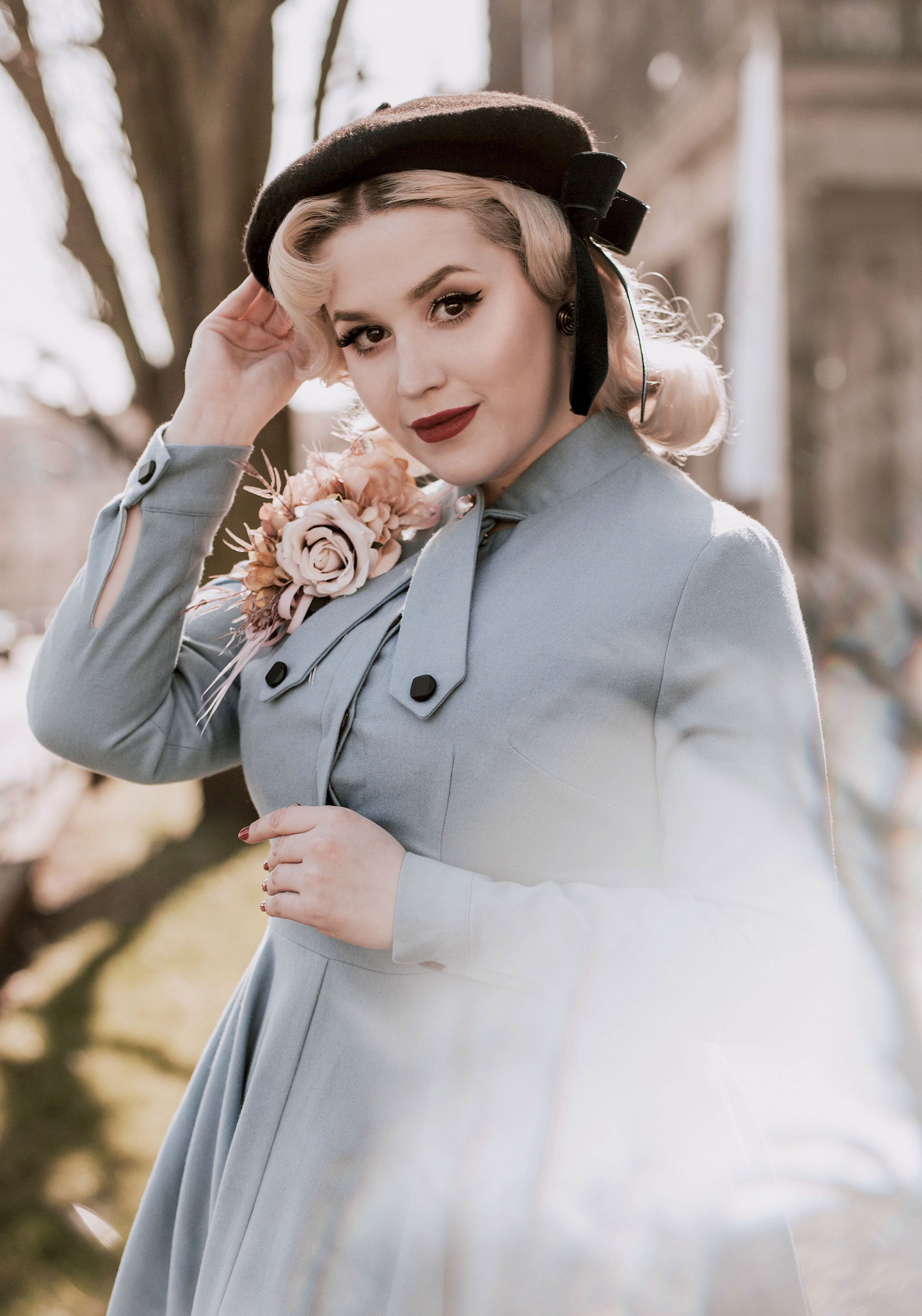 Wool Dress, Vintage Inspired Wool Dress, Long Sleeves Swing