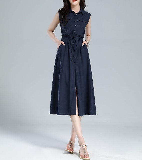 Sleeveless Linen Shirt Dress 3619 Sleeveless Linen Shirt Dress 3619
