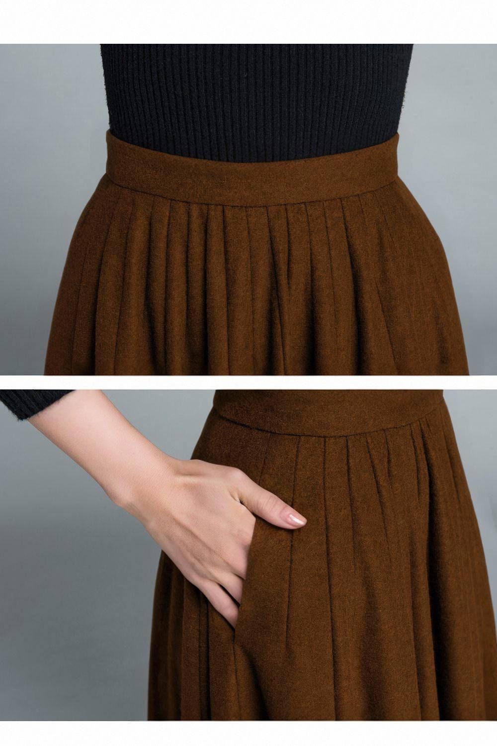 Wool Skirt, Long Wool Skirt, Wool Circle Skirt, Vintage