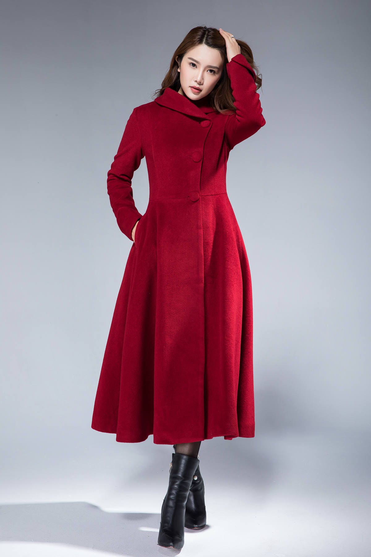 Warm Winter Coat Wool Coat Dress Coat Woman Coat Fit and - Etsy Canada