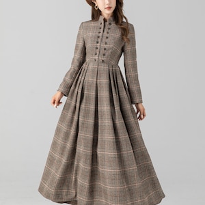 Wool Pleated Detail Dress