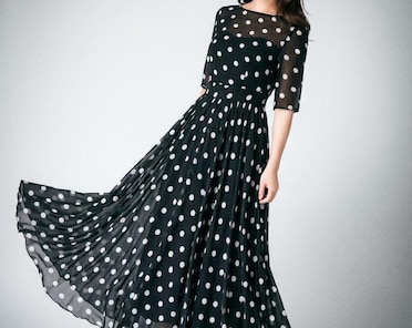 knee length dresses for ladies Marguerite Halter Maxi Dress White Polka main image 0