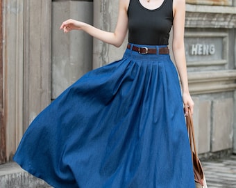 【PORTERNA】Shami Long Skirt Steampunk Skirt Br Rayon Ruffled Back Gathered Front Ladies