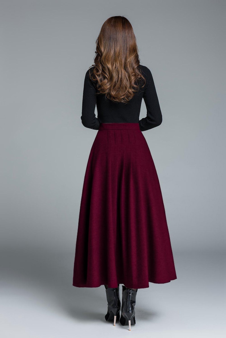 light grey skirt, wool skirt, winter skirt, pleated skirt, maxi skirt, winter wool skirt, long skirt, skirt for women, handmade skirt 1643# image 13