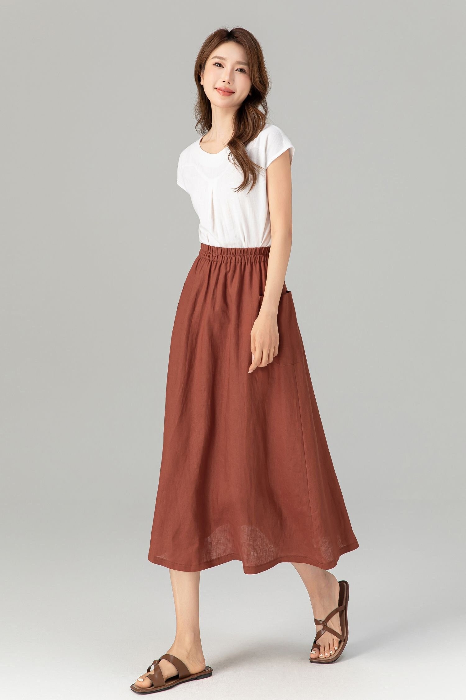 Vintage High-Waisted Elegant Pleated Flared A-Line Skirt for Spring 5739 Vintage High-Waisted Elegant Pleated Flared A-Line Skirt for Spring 5739