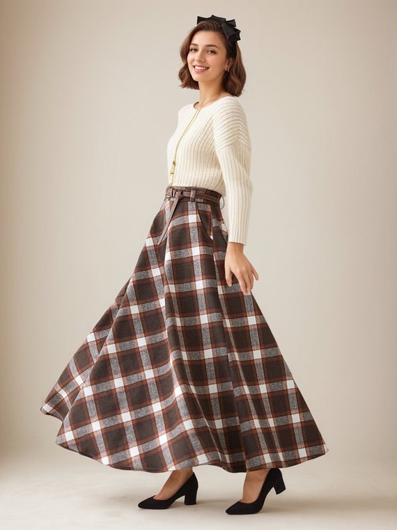 Tartan Wool Skirt, Long Wool Skirt, Maxi Wool Plaid Skirt Tartan Wool Skirt, Long Wool Skirt, Maxi Wool Plaid Skirt