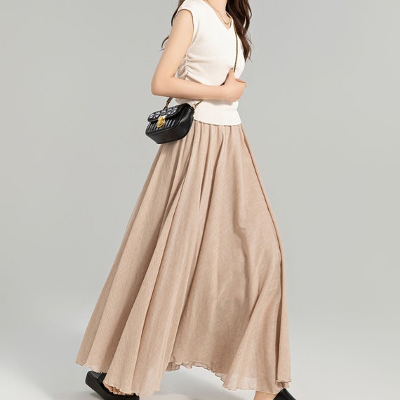 white linen skirt, swing skirt, boho skirt 1675 white linen skirt, swing skirt, boho skirt 1675