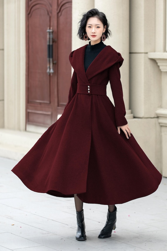 burgundy dress coat womens Andrea Bello Elegant Burgundy Overcoat, Winter Coats,Solid Color Trench  Coats,Anker Red Long-Sleeved Coat,Collared Fitted Coat,Christmas Women's  Clothing,New Year Clothes,Business Casual Woman Curve,Old Money  Style,Classy Outfits For Women,Simple Style