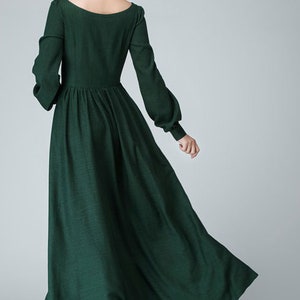 Women Vintage Inspired Medieval Dress, Long Sleeve Linen Maxi Dress ...