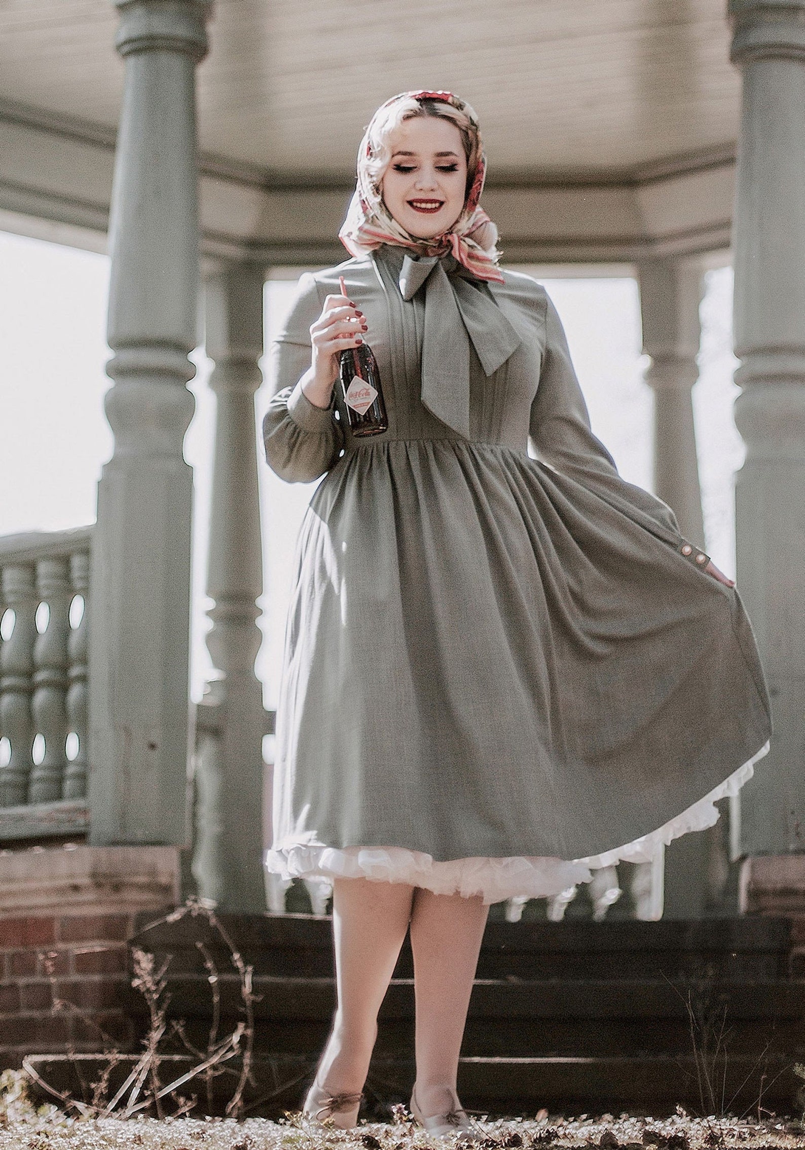Long sleeve Shirtwaist Dress in green Womens Linen midi | Etsy