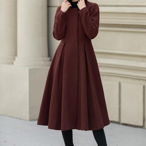 Wollmantel, Wollmantel mit Kapuze, Damen Wollmantel, Wintermantel Frauen, Swing Mantel, A-Linie Mantel, Täglicher Mantel, Handgemachter Mantel, Xiaolizi 5347 Bild 5