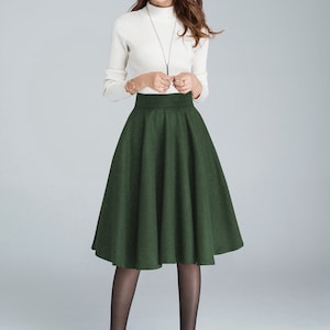 High Waist Wool Skirt Midi Swing Wool Circle Skirt Flared - Etsy