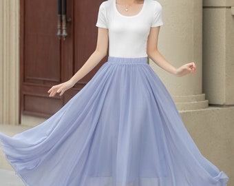 Chiffon Skirt, A-line Midi Chiffon Skirt, Summer Swing