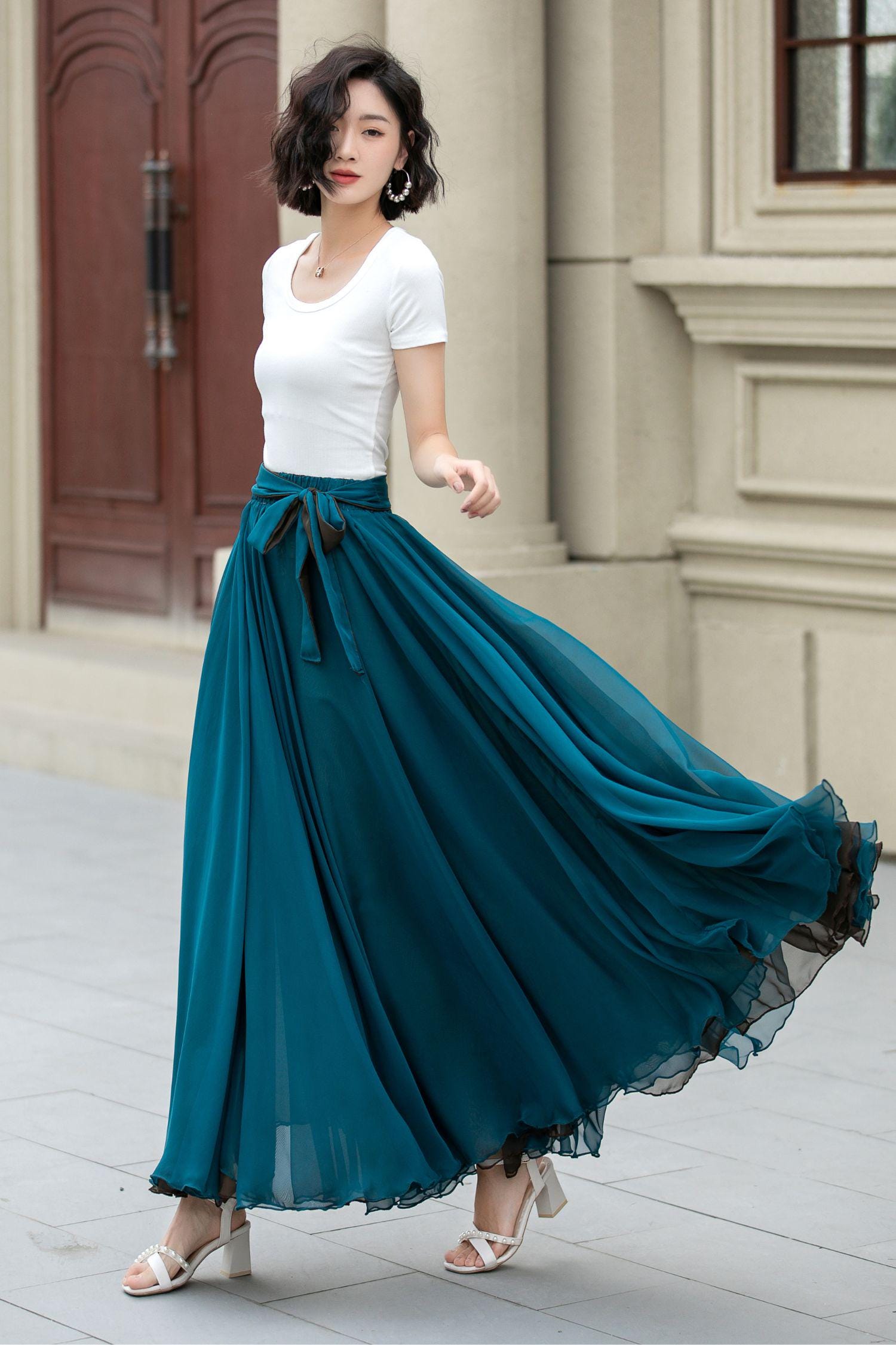 tm　yilon CHIFFON FAIRY SKIRT Chiffon Skirt, Boho Maxi Skirt, Chiffon Womens Skirt, Beach