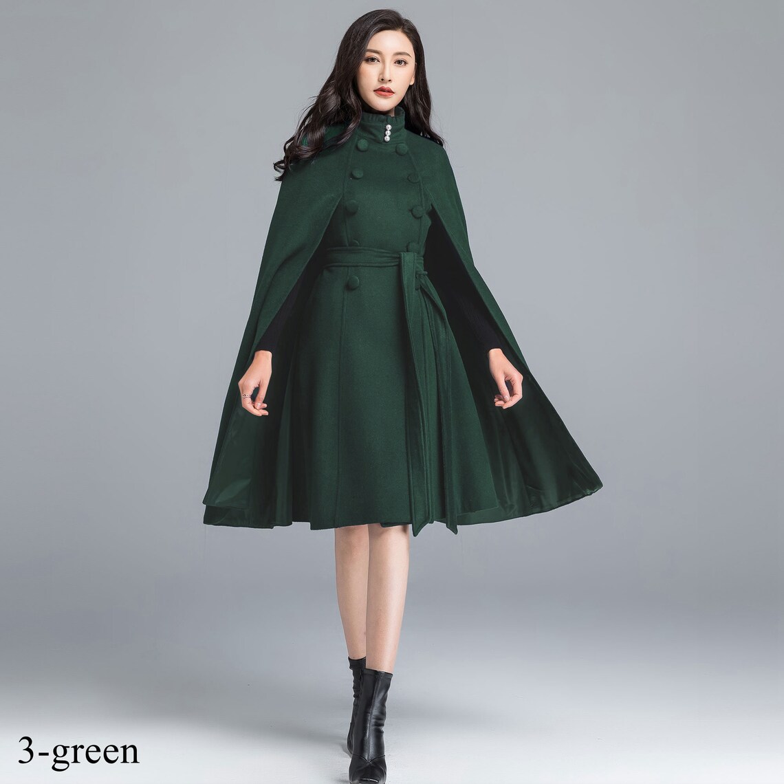 Winter Wool Cape Coat for Women Long Wool Cape with stand Etsy