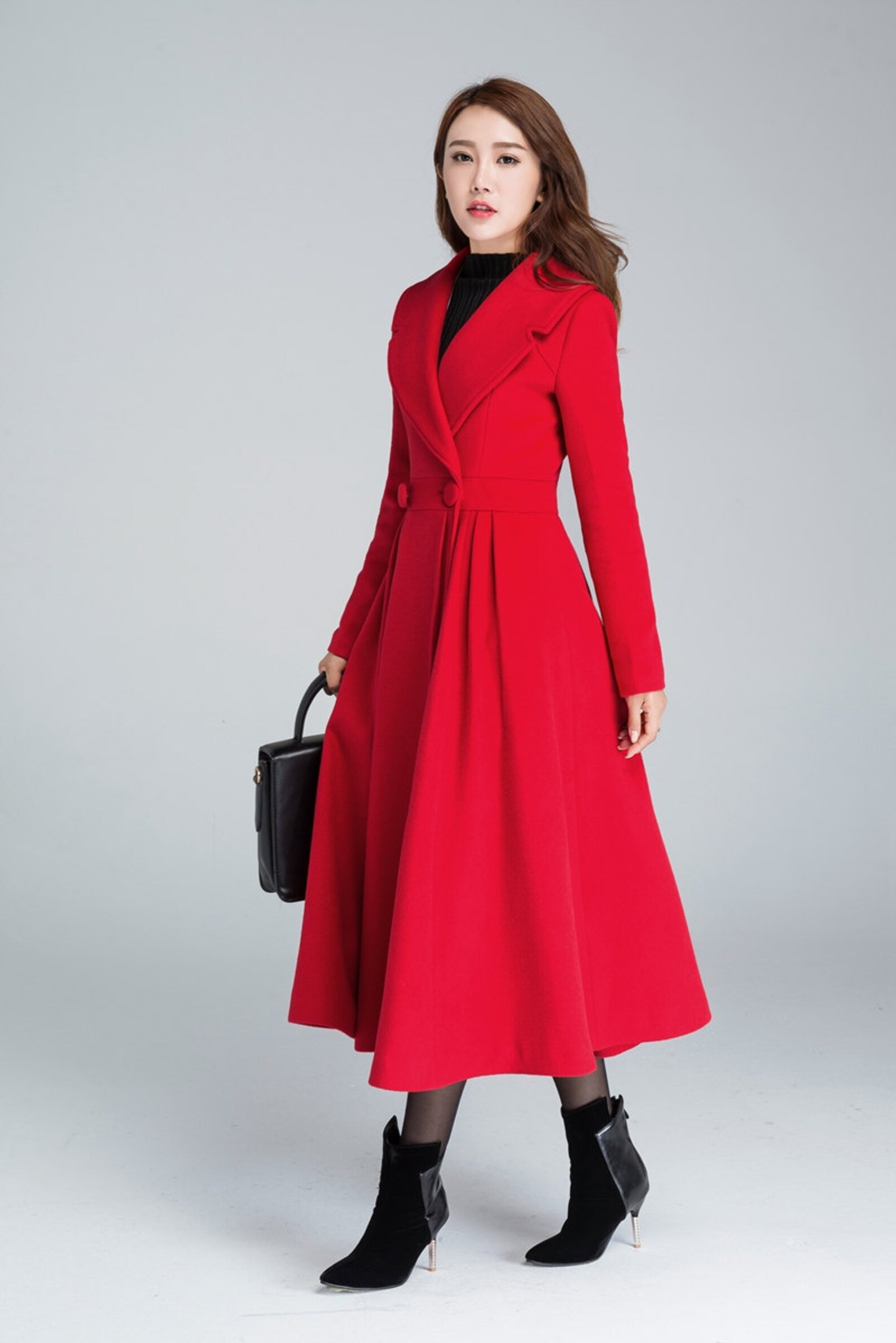 1950s Charcoal Mohair Princess Coat by Beaux Arts | S/M
