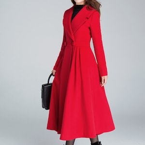 Wool Princess coat, Dress Coat, 1950s Vintage inspired Swing coat, Long wool coat women, winter coat women, fit and flare coat 1640 image 2