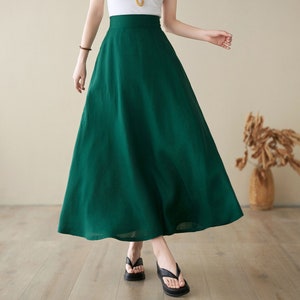 Long Linen Skirt, Linen Maxi Skirt for Women, A Line Long Skirt, High Waist Flared Skirt, Minimalist Skirt, Spring Summer Swing Skirt 2767 image 9