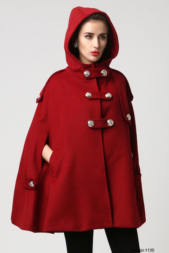 red cape coat with hood