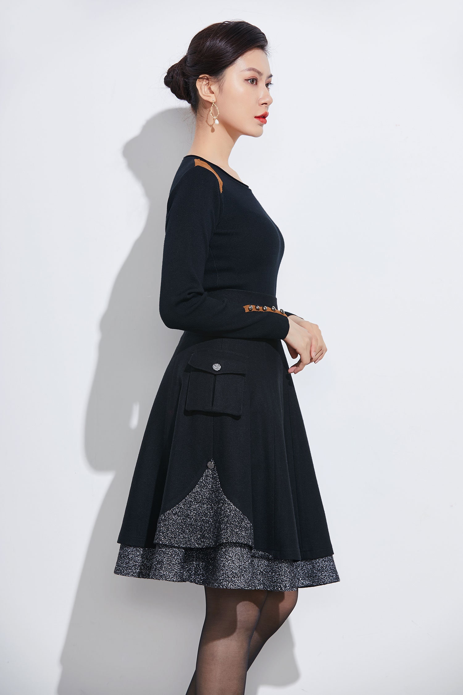 Knee Length Wool skirt Skater skirt High waist Midi skirt Etsy