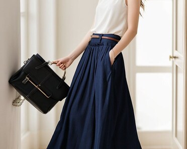 Swing Long Linen Maxi skirt for women 5132 Swing Long Linen Maxi skirt for women 5132
